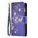 Colored Drawing Pattern Zipper Leather Phone Case for Samsung Galaxy S23 5G - Purple Butterfly