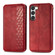 Cubic Grid Pressed Magnetic Leather Phone Case for Samsung Galaxy S23 5G - Red