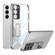 GKK Electroplating Full Coverage Protective Phone Case with Holder for Samsung Galaxy S23 5G - Silver