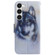 Coloured Drawing Flip Leather Phone Case for Samsung Galaxy S23 5G - White Wolf