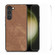 ENKAY Retro Leather Skin PC Phone Case with 0.18mm Glass Film for Samsung Galaxy S23+ 5G - Brown