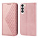 Cubic Grid Calf Texture Magnetic Leather Phone Case for Samsung Galaxy S23+ 5G - Rose Gold