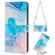 Crossbody Painted Marble Pattern Leather Phone Case for Samsung Galaxy S23+ 5G - Pink Green