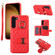 Horizontal Card Bag Ring Holder Phone Case with Dual Lanyard for Samsung Galaxy S23+ 5G - Red