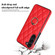 Rhombic PU Leather Phone Case with Ring Holder for Samsung Galaxy S23+ 5G - Red