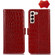 Crocodile Top Layer Cowhide Leather Phone Case for Samsung Galaxy S23+ 5G - Red