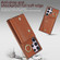 Zipper Card Bag Phone Case with Dual Lanyard for Samsung Galaxy S23 Ultra 5G - Brown