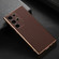 Genuine Leather Xiaoya Series Nano Plating Phone Case for Samsung Galaxy S23 Ultra 5G - Coffee