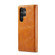 FIERRE SHANN Vintage Bark Texture Wallet Leather Phone Case for Samsung Galaxy S23 Ultra 5G - Khaki
