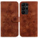 Lily Embossed Leather Phone Case for Samsung Galaxy S23 Ultra 5G - Brown