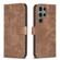 Plaid Embossed Leather Phone Case for Samsung Galaxy S23 Ultra 5G - Brown