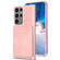 BF28 Frosted Card Bag Phone Case with Holder for Samsung Galaxy S23 Ultra 5G - Pink