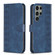 Plaid Embossed Leather Phone Case for Samsung Galaxy S23 Ultra 5G - Blue