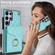 Rhombic Texture Card Bag Phone Case with Long Lanyard for Samsung Galaxy S23 Ultra 5G - Mint Green