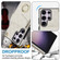 Rhombic Texture Card Bag Phone Case with Long Lanyard for Samsung Galaxy S23 Ultra 5G - White