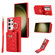 Vertical Card Bag Ring Holder Phone Case with Dual Lanyard for Samsung Galaxy S23 Ultra 5G - Red