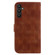 Double 8-shaped Embossed Leather Phone Case for Samsung Galaxy S23 Ultra 5G - Brown