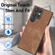 Vintage Leather PC Back Cover Phone Case for Samsung Galaxy S23 Ultra 5G - Brown