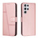 Stitching Calf Texture Buckle Leather Phone Case for Samsung Galaxy S23 Ultra 5G - Pink