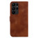 7-shaped Embossed Leather Phone Case for Samsung Galaxy S23 Ultra 5G - Brown