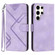 Line Pattern Skin Feel Leather Phone Case for Samsung Galaxy S23 Ultra 5G - Light Purple