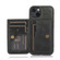 Calf Texture Magnetic Card Bag Case for iPhone 14 - Black