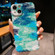 Precise Hole Camouflage Pattern PC Phone Case for iPhone 14 - Blue Green