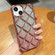 / 13 3D Diamond Lattice Laser Engraving Glitter Paper Phone Case for iPhone 14 - Gradient Pink