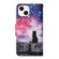 3D Colored Drawing Flip Leather Phone Case for iPhone 14 - Star Cat