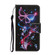 3D Colored Drawing Flip Leather Phone Case for iPhone 14 - Fluorescent Butterfly
