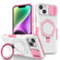 Sliding Camshield Magsafe Holder TPU Hybrid PC Phone Case for iPhone 14 - Pink White