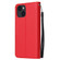 Multifunctional Horizontal Flip Leather Case with Three Card Slot for iPhone 14 - Red