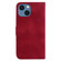 7-shaped Embossed Leather Phone Case for iPhone 14 - Red