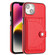 Shockproof Leather Phone Case with Card Holder for iPhone 14 - Red