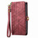 Geometric Zipper Wallet Side Buckle Leather Phone Case for iPhone 14 - Red