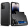 Shockproof Armor Protective Phone Case with Slide Card Slot for iPhone 14 Pro Max - Black