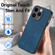Vintage Leather PC Back Cover Phone Case for iPhone 14 Pro Max - Blue