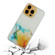 Hollow Marble Pattern TPU Straight Edge Fine Hole Protective Case Pro Max for iPhone 14 Pro Max - Yellow Blue