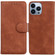 Skin Feel Pure Color Flip Leather Phone Case for iPhone 14 Pro Max - Brown