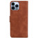 Skin Feel Pure Color Flip Leather Phone Case for iPhone 14 Pro Max - Brown