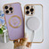 Electroplate Side Roses Flower MagSafe Phone Case for iPhone 14 Pro Max - Purple