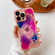 Oil Painting Electroplating TPU Phone Case for iPhone 14 Pro Max - Pink