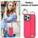 Non-slip Full Coverage Ring PU Phone Case with Wristband for iPhone 14 Pro Max - Rose Red