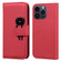 Cartoon Buckle Horizontal Flip Leather Phone Case for iPhone 14 Pro Max - Red