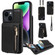 Crossbody Lanyard Zipper Wallet Leather Phone Case for iPhone 14 Plus - Black