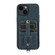 ABEEL Litchi Texture Card Bag PU Phone Case for iPhone 14 Plus - Blue