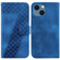 7-shaped Embossed Leather Phone Case for iPhone 14 Plus - Blue