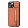Carbon Fiber Vertical Flip Zipper Phone Case for iPhone 14 Plus - Brown