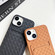 Weave Texture Card Slot Skin Feel Phone Case with Push Card Hole for iPhone 14 Plus - Brown