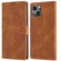 Fantasy Classic Skin-feel Calfskin Texture Leather Case for iPhone 14 Plus - Brown